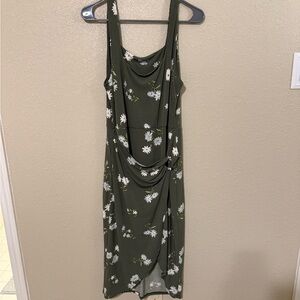 No Boundaries Olive Floral Midi Dress